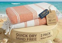 Lane Linen Turkish Beach Towel 2 Pack, Oversized Beach Towel 39"x71", Beach Essentials for Women, Large Pool Towel, Absorbent & Quick Dry, Sand Free Beach Towel - Bird of Paradise