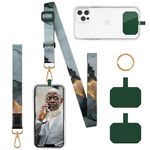 Cell Phone Lanyard, Crossbody Neck Lanyard, Hand Wrist Strap for Cell Mobile phone,Key chain, Card holder,ID Badge, Shoulder Neck Strap for all Smartphones.Free 2×Pads, 1×Metal Keyrings