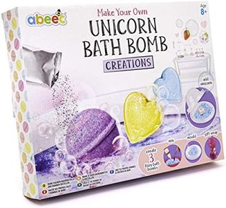 abeec Make Your Own Unicorn Bath Bomb - Bath Bombs for Kids - Bath Bomb Making Kit for Kids - Arts and Crafts for Kids - Bath Bomb Moulds, Unicorn Figures, Body Glitter & More.