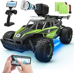 DEERC DE65 Remote Control Car with 1080P HD Camera,1:16 Scale RC Cars with LED Chassis Light&Headlights, 2.4Ghz High Speed Monster Truck Toy Vehicle, 2 Batteries for 60 Mins Play, Gift for Kids Boys