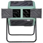 Werph Updated 43 Gallon Dual-Chamber Compost Bin, Fast Assembly Rotating Outdoor Compost Tumbler, Batch Composter with Gloves for Garden, Kitchen, and Yard Waste, Green & Black