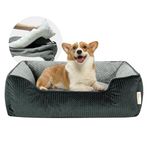 Miguel Removable Washable Dog Bed for Medium Dog - Rectangle Pet Bed for Large Cats with Zipper Cover Bolster Cuddle Puppy Bed with Supportive Side Wall Slip-Resistant Bottom, Dark Gray 77 cm