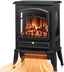 ZAFRO Freestanding Electric Fireplace Stove, Small Electric Fireplace Heater with Thermostat Control, 3D Realistic Flame,1000W/1500W & Overheating Protection