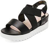 DREAM PAIRS Women’s Open Toe Ankle Strap Platform Wedge Sandals,Size 10,Black,CHARLIE-5