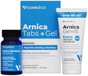 VitaMedica Arnica Montana Tablets & Arnica Gel Bundle for Natural Pain, Bruising, and Swelling - 150 Rapid Dissolve Tablets / 3 Ounce Water-Based Gel - Made in USA