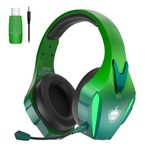 PHOINIKAS Wireless Gaming Headset with Detachable Noise Canceling Mic, 2.4G USB Transmitter, 40h Battery Life, Gaming Headphones with 7.1 Sound for PS5, PS4, PC, Switch