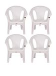 PETALS Crystal Plastic Chairs | Plastic Sofa Chair for Home and Garden | Bearing Capacity Upto 150kgs (White) (Set of 4)