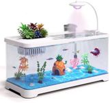 5 Gallon Fish Tank Aquarium Starter Kit with Filter and Light(Large White) | Premium Acrylic Aquarium Gift with Half Lid, Hydroponic Basket and Pineapple House for Betta, Shrimp, Snails and Small Fish