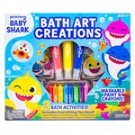 Baby Shark Bath Art Creations Play Set for Kids & Toddlers - Draw Fun & Exciting Washable Artwork During Bathtime or Shower Time - Dissolvable & Washable Paints, Crayons & Stickers