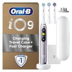 Oral-B iO9 Electric Toothbrushes For Adults, App Connected Handle, 3 Toothbrush Heads, Charging Travel Case & Toothbrush Head Holder, 7 Modes, 2 Pin UK Plug, Rose