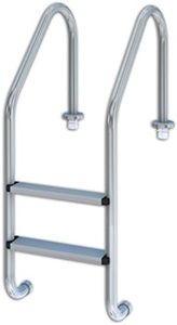 Productos QP - Escalera de Piscina 2 peldaños, Escalera Estándar, Escalera de Acero Inoxidable, con Anclajes y Tapetas, Ancho Escalera 500mm