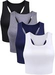 4 Pieces Basic Workout Crop Tank Tops Sleeveless Racerback Sport Tank Top for Women Yoga Running (Black, Dark Grey, Navy Blue, Small)