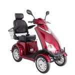 Green Power 4 Wheeled Electric Mobility Scooter with Extra Accessories Package: Mobility Scooter Waterproof Cover, Phone Holder, Bottle Holder (Red)