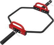 Jimwalt Jimwalt Professional Olympic Hex Barbell Trap Bar with Flat or Raised Handles for Squats, Deadlifts, Shrugs Weight Lifting Bar for Bodybuilding Training(Proudly Made In India) (Red & Black)