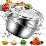 salipt 10 Inch 2021 new upgrade thickened basin type kitchen grater cheese grater julienne peeler,stainless steel drain basket vegetable chopper, 3-in-1 kitchen multifunctional vegetable cutter