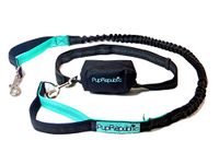 Hands Free Dog Lead - Perfect Dog Running Lead Or When Walking Or Hiking - Fully Adjustable Waist Belt With Reflective Bungee Dog Leads - Free Poo Bag Pouch Included Aqua