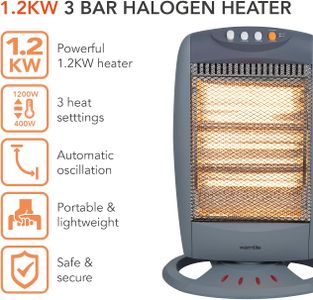 Warmlite 3-Bar Halogen Heater – Portable Electric Room Heater