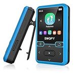 Clip MP3 player with Bluetooth 5.0 MP3 digital audio music player portable wearable mp3 & mp4, ultra-lightweight MP3 player for kids, FM radio support, pedometer, up to 128GB (Blue)