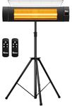 DR. INFRARED HEATER Carbon Infrared Patio Heater with Tripod, Optional On/Off Tip-Over Protection, Freestanding or Wall-Mounted, Black