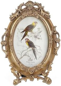 SIKOO Vintage 4x6 Ornate Picture Frame Oval Antique Baroque TableTop Wall Mounting Photo Frame with High Definition Glass Front for Home Decor, Old-Fashioned Photo Gallery, Art,Gold