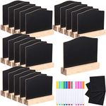 Mimorou 20 Pcs Reusable Wooden Mini Chalkboard Signs with Easel Stands Double Sided Party Buffet Food Labels Weddings Place Cards, Table Numbers, Plants, Includes Water Based Chalk and Wipes