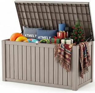 ATMELT 230 Gallon Outdoor Storage Box, Large Resin Deck Box, Waterproof Lockable Storage Container Bins, Reinforced Stability for Patio, Garden and Poolside, Grey