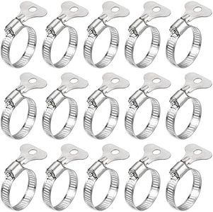 uxcell Worm Gear Hose Clamp, 15pcs 3/4" - 1 1/4" Key Type Adjustable Stainless Steel Hose Clamps for Securing Hose, Pipe, Plumbing, Tube and Fuel Line