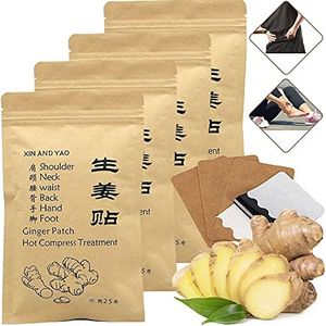 100pcs Self-Heating Ginger Patch for Lymph, Promote Blood Circulation, Pain Relief for Shoulder, Neck, Waist, Back, Hand, Foot, Knee & Joint, Stomach Bloating, Hot Compress Pad (12 * 8cm)