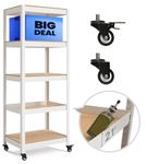 HOMEDANT House 5-Tier Metal Rolling Shelf Rack Casters Heavy Duty Laminated Wheel Shelving Unit Adjustable Utility Storage Shelves Organizer Shelf Kitchen Garage 24.4" W x 16.5" D x 62.2" H 1Pack