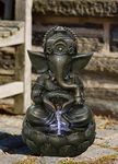 Hi-Line Gift Lord Ganesh SCULPTURAL Tabletop Fountain with Cool White LED Lights, Brown