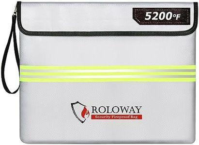 ROLOWAY Fireproof Document Bag (14 x 11 inch) with 5200℉ Upgraded Aluminum Foil Layer, Fireproof Bag for Documents with Reflective Strip, Fireproof Money Bag for Cash Safe with Zipper (Silver)