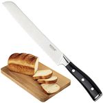 Professional Sabatier Scalloped Bread Knife - 8in/20cm Full Tang Blade Forged from Chrome-Molybdenum-Vanadium Stainless Steel. Carbon Black Triple Rivet Handle. 25Yr Guarantee. Dishwasher Safe.