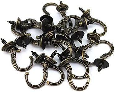 yueton 20pcs Vintage Carving Screw-in Wall Ceiling Hooks Cup Hooks Hanger 1/2inch Open Mouth