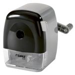 Dahle 133 Manual Standard and Oversized Pencil Sharpener - Adjustable Point, Shavings Cup, Mounting Clamp - for Home and Office Use - Silver Black