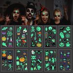 KUUQA 370 Pcs Halloween Temporary Tattoos for Kids Glow Tattoo Stickers for Halloween Party Dark Decoration