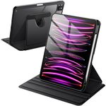 JETech Rotating Case for iPad Pro 11-Inch 2022/2021(4th/3rd gen) with Pencil Holder, 360 Degree Rotation Protective Stand Cover Clear Back, Auto Wake/Sleep (Black)