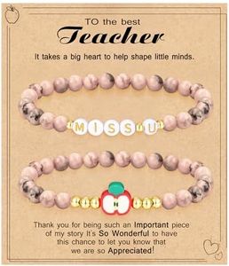 Btysun Teacher Retirement Gifts, Teacher Appreciation End of The Year Teacher Gifts Miss U Initial Bracelet Art Teacher of Year Best Teacher