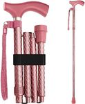 Switch Sticks Aluminum Adjustable Folding Cane and Walking Stick collapses and adjusts from 32 to 37 inches, Engraved Rose Gold