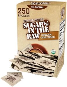 Sugar In The Raw Organic Granulated White Premium Cane Sugar, No Added Flavors or erythritol, Pure Natural Sweetener, Hot & Cold Drinks, Coffee, Tea Vegan, Gluten-Free, Non-GMO, Bulk Sugar, 250 ct packets (1-Pack)