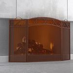 Fire Beauty Fireplace Screen 3 Panel with Handles Wrought Iron 51"(L) x31(H) Spark Guard Cover(Antique Bronze)
