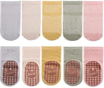 Exegawe Baby Mesh Socks with Non Slip Thin Toddler Anti Skid Crew Socks for Girls 5 Pairs(Pink Multi, M/1-3y)