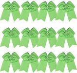 8“ Inch Cheerleader Bows Ponytail Holder Cheerleading Bows Hair Tie (Apple green)