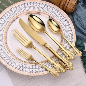 90-piece golden luxury flatware set for 6,18/8 stainless steel silverware set, palace style flatware cutlery set, kitchen tableware for eating,daily use/candlelight dinner/wedding, dishwasher safe