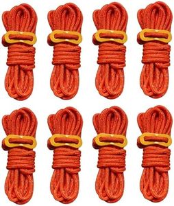 Smithok 8 Pack High-Reflective Guy Lines 4mm Tent Cords High-Strength Lightweight Camp Ropes with Aluminum Adjuster Tensioner for Tent, Tying Down Tarps, Camping Tent, Outdoor Packaging (Orange)