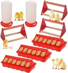 8 Pack Chick Feeder and Waterer Kit, Chick Feeding Supplies, Includes 3 Feeders, 2 Waterers, and 3 Perches, Chicken Starter Kit for Brooder & Coop, Ideal for Small Poultry