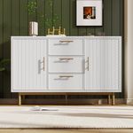 BTM Sideboard Cabinet with 2 Doors and 3 Drawers, Chest of Drawers with Adjustable Shelf, 40D x 120W x 75H CM