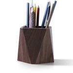 Joy PerfvmE - Wooden Pen Holder - Walnut Desk Organiser, Multi-Functional Desk Tidy, Pen Pot and Pencil Box, Pen Holder for Desk, Pencil Pots, Durable Wooden Desk Organise (Rhombic)