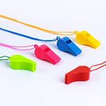 Toyseum 48 x Whistles for Kids, Party Bag Fillers for Childrens Party Bags, Boys and Girls Unisex Party Favours, Complete With Matching Lanyards, Pack of 48 (5 Colour Variations)