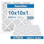 10x10x1 Air Filter MERV 8, AmazEden MPR 600 Pleated HVAC AC Furnace Dust Defense Air Filters Replacement (Exact Dimensions: 9.81x9.81x0.81 Inches) 2 PACK