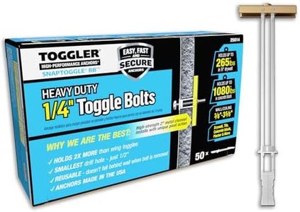 TOGGLER SNAPTOGGLE BB Toggle Anchor, Zinc-Plated Steel Channel, Made in US, 3/8" to 3-5/8" Grip Range, for 1/4"-20 UNC Fastener Size (Pack of 50)